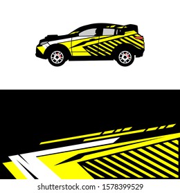 Car decal graphic vector, wrap vinyl sticker. Abstract stripe designs for race and rally car