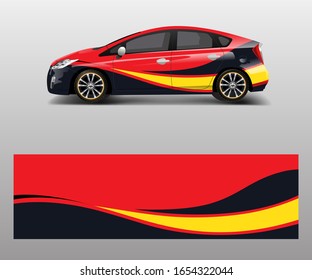 Car decal graphic vector wrap vinyl sticker. Graphic abstract wave shape designs for branding, race and drift car template design vector