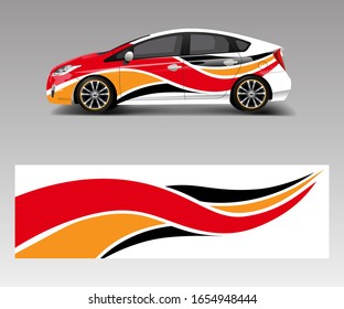 Car decal graphic vector wrap vinyl sticker. Graphic abstract wave shape designs for branding, race and drift car template design vector