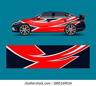 Car decal graphic vector wrap vinyl sticker. Graphic abstract wave shape designs for branding, race and drift car template design vector