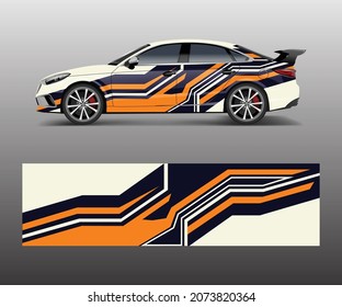 Car decal graphic vector wrap vinyl sticker. Graphic abstract wave shape designs for branding, race and drift car template design vector
