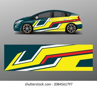 Car decal graphic vector wrap vinyl sticker. Graphic abstract wave shape designs for branding, race and drift car template design vector