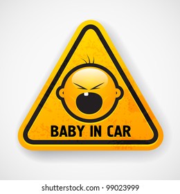 Car Decal With The Screamong Baby`s Face