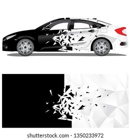 Car decal with a spark and polygon texture graphic design, file is editable and ready to print