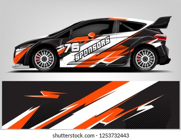 Car decal sticker wrap design vector. Graphic abstract stripe racing background kit designs for vehicle, race car, rally, adventure and livery