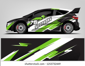 Car decal sticker wrap design vector. Graphic abstract stripe racing background kit designs for vehicle, race car, rally, adventure and livery