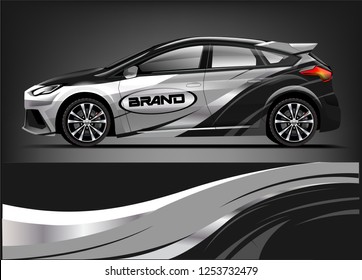 Car decal sticker wrap design vector. Graphic abstract stripe racing background kit designs for vehicle, race car, rally, adventure and livery