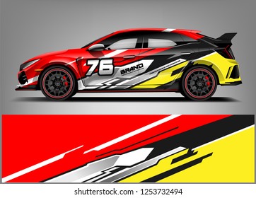 Car decal sticker wrap design vector. Graphic abstract stripe racing background kit designs for vehicle, race car, rally, adventure and livery