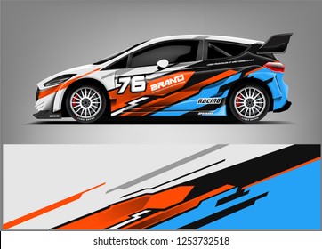 Car decal sticker wrap design vector. Graphic abstract stripe racing background kit designs for vehicle, race car, rally, adventure and livery
