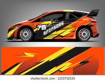 Car decal sticker wrap design vector. Graphic abstract stripe racing background kit designs for vehicle, race car, rally, adventure and livery