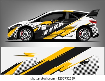 Car decal sticker wrap design vector. Graphic abstract stripe racing background kit designs for vehicle, race car, rally, adventure and livery