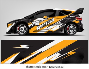 Car decal sticker wrap design vector. Graphic abstract stripe racing background kit designs for vehicle, race car, rally, adventure and livery
