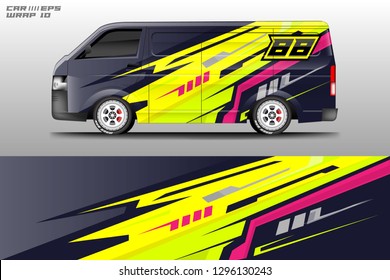 Car decal sticker wrap design vector. Graphic abstract racing background designs .