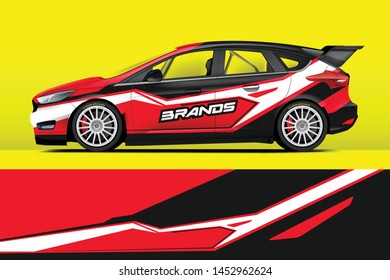 Car decal sticker wrap design vector. Graphic abstract stripe racing background kit designs for vehicle, race car, rally, adventure and livery
