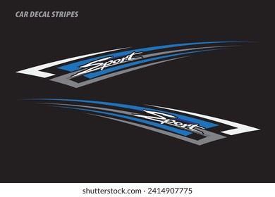 Car decal stripes. Sports stripes, car stickers. Racing decals for tuning.