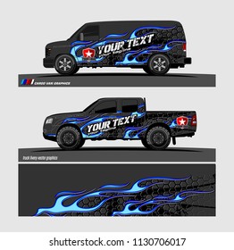 
Car decal, truck and cargo van wrap vector. Graphic abstract stripe designs for branding and livery vehicle
