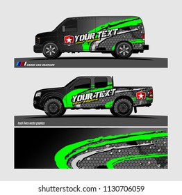 
Car decal, truck and cargo van wrap vector. Graphic abstract stripe designs for branding and livery vehicle