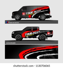 
Car decal, truck and cargo van wrap vector. Graphic abstract stripe designs for branding and livery vehicle