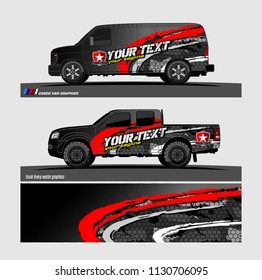 
Car decal, truck and cargo van wrap vector. Graphic abstract stripe designs for branding and livery vehicle