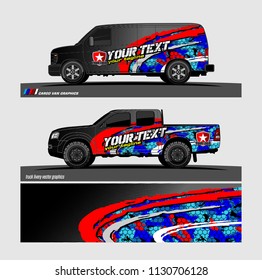 
Car decal, truck and cargo van wrap vector. Graphic abstract stripe designs for branding and livery vehicle