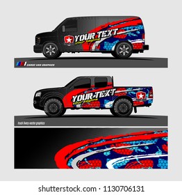 
Car decal, truck and cargo van wrap vector. Graphic abstract stripe designs for branding and livery vehicle