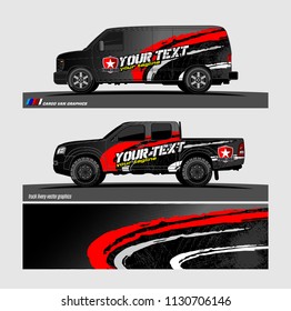 
Car decal, truck and cargo van wrap vector. Graphic abstract stripe designs for branding and livery vehicle