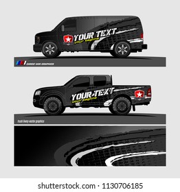 
Car decal, truck and cargo van wrap vector. Graphic abstract stripe designs for branding and livery vehicle