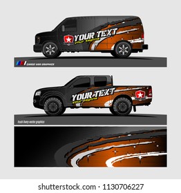 
Car decal, truck and cargo van wrap vector. Graphic abstract stripe designs for branding and livery vehicle