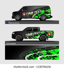 
Car decal, truck and cargo van wrap vector. Graphic abstract stripe designs for branding and livery vehicle