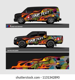 Car decal, truck and cargo van wrap vector. Graphic abstract stripe designs for branding and livery vehicle