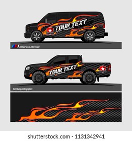 Car decal, truck and cargo van wrap vector. Graphic abstract stripe designs for branding and livery vehicle