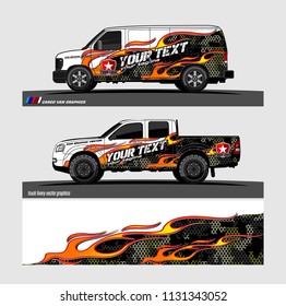Car decal, truck and cargo van wrap vector. Graphic abstract stripe designs for branding and livery vehicle