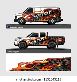 Car decal, truck and cargo van wrap vector. Graphic abstract stripe designs for branding and livery vehicle