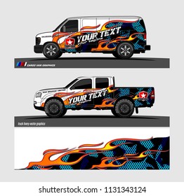 Car decal, truck and cargo van wrap vector. Graphic abstract stripe designs for branding and livery vehicle