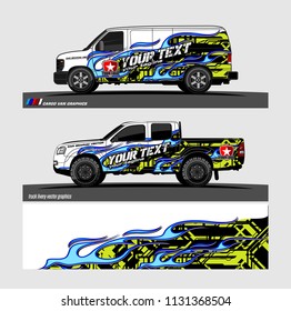 Car decal, truck and cargo van wrap vector. Graphic abstract stripe designs for branding and livery vehicle