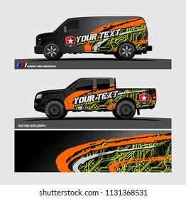 Car decal, truck and cargo van wrap vector. Graphic abstract stripe designs for branding and livery vehicle