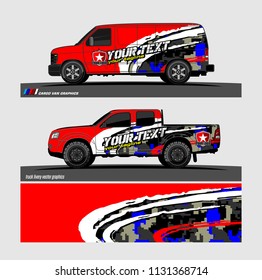 Car decal, truck and cargo van wrap vector. Graphic abstract stripe designs for branding and livery vehicle