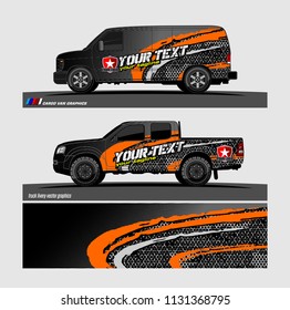 Car decal, truck and cargo van wrap vector. Graphic abstract stripe designs for branding and livery vehicle