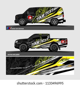 Car decal, truck and cargo van wrap vector. Graphic abstract stripe designs for branding and livery vehicle