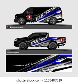 Car decal, truck and cargo van wrap vector. Graphic abstract stripe designs for branding and livery vehicle