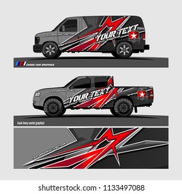 Car decal, truck and cargo van wrap vector. Graphic abstract stripe designs for branding and livery vehicle