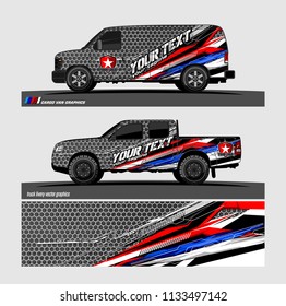 Car decal, truck and cargo van wrap vector. Graphic abstract stripe designs for branding and livery vehicle