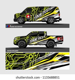 Car decal, truck and cargo van wrap vector. modern abstract stripe background designs for branding and vehicle livery 