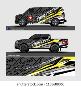Car decal, truck and cargo van wrap vector. modern abstract stripe background designs for branding and vehicle livery 