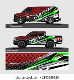 Car decal, truck and cargo van wrap vector. modern abstract stripe background designs for branding and vehicle livery 