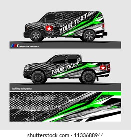 Car decal, truck and cargo van wrap vector. modern abstract stripe background designs for branding and vehicle livery 