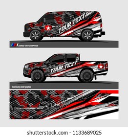 Car decal, truck and cargo van wrap vector. modern abstract stripe background designs for branding and vehicle livery 