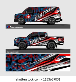 Car decal, truck and cargo van wrap vector. modern abstract stripe background designs for branding and vehicle livery 