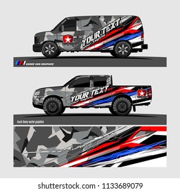 Car decal, truck and cargo van wrap vector. modern abstract stripe background designs for branding and vehicle livery 