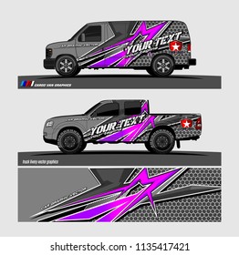 Car decal, truck and cargo van wrap vector. modern abstract stripe background designs for branding and vehicle livery 